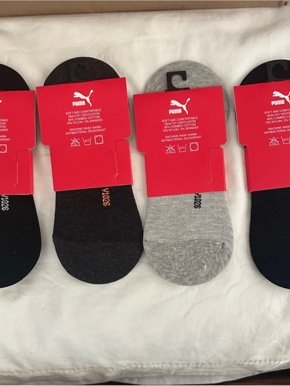 Puma Men's No-Show Socks - Black, Charcoal, Gray, Navy (4-Pack)